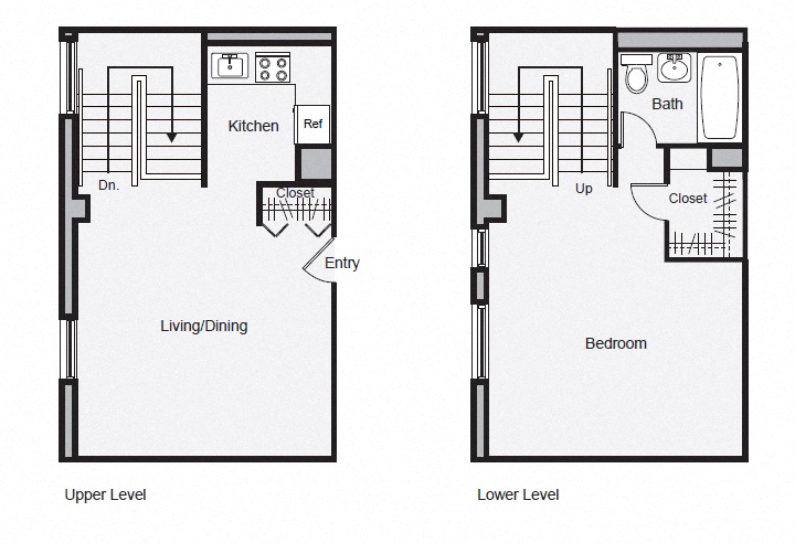 Floor plan for 1 bed, 1 bath, 704 sqft